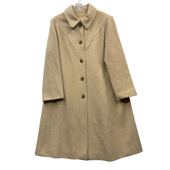 Ms. Freddi Jackets & Blazers - Ms Freddi Vintage 70s Women's Beige Wool Blend Retro Trench Coat USA XL
